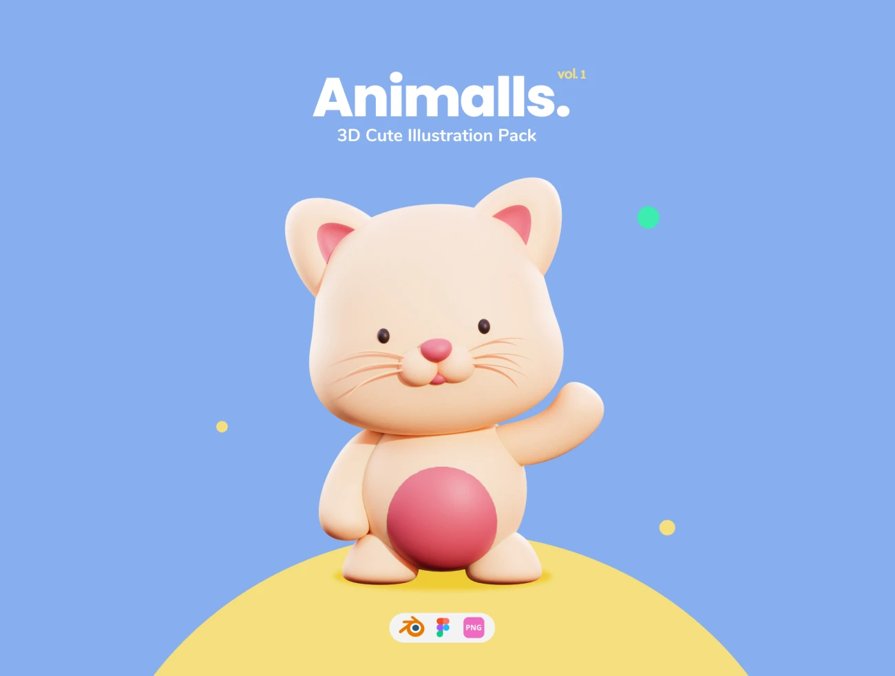 10款卡通动物3D图标合集 Animalls - 3D Cute Illustration Pack-3D/图标、场景插画、插画、概念创意、趣味漫画-到位啦UI