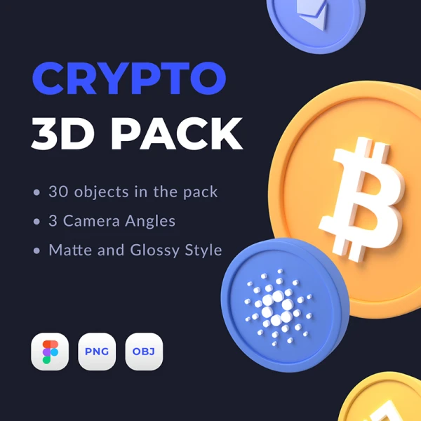 30款虚拟数字货币立体3D图标 Crypto 3D Pack