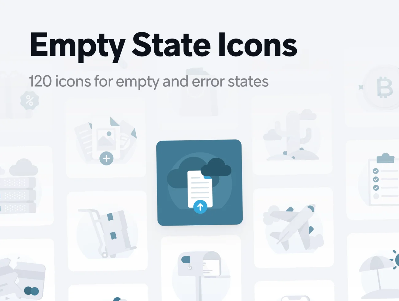 120款空状态图标合集 Empty States Icon Set – V1.0-3D/图标、场景插画、学习生活、插画、状态页、职场办公-到位啦UI