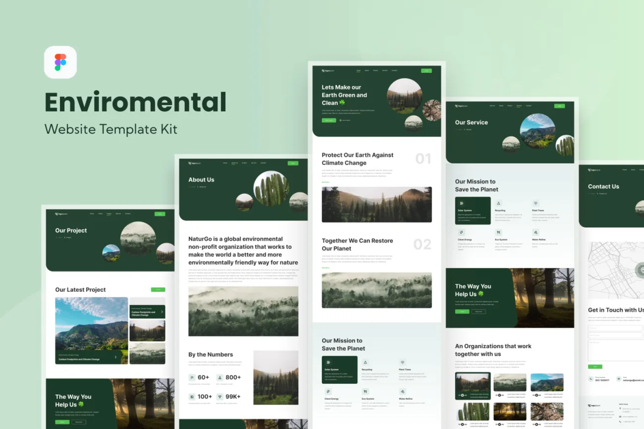 环保网站设计模板 Environmental Save The Earth Website Template-UI/UX、主页、博客、海报、网站、详情-到位啦UI