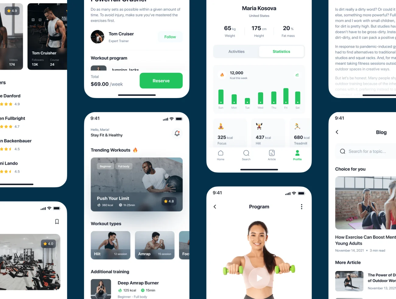 70屏完整版健身减肥应用设计套件 Fitline – Fitness & Workout App UI Kit插图3