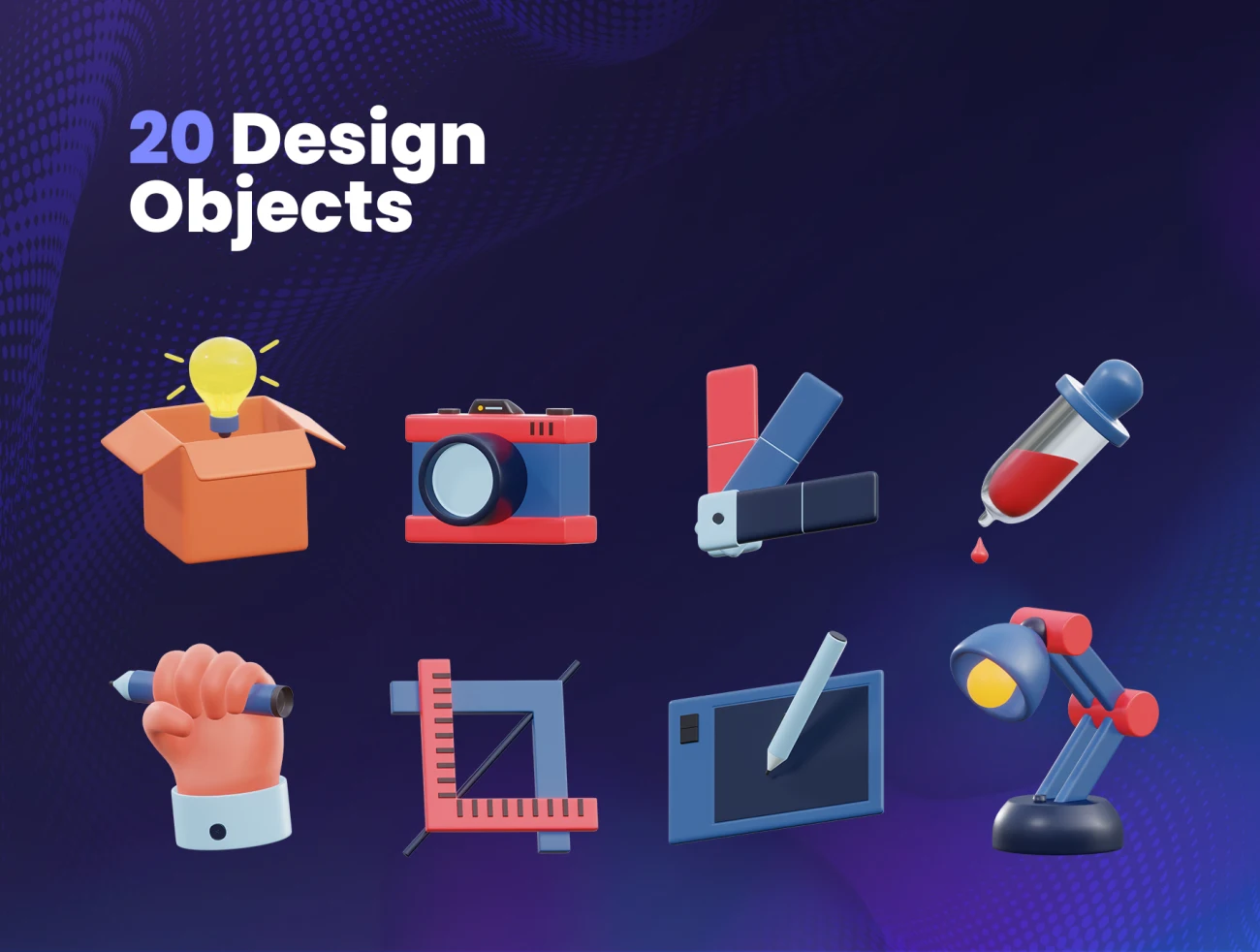 20款平面设计工具3D图标合集 Graphic Design 3D Icons-3D/图标、场景插画、学习生活、插画、职场办公-到位啦UI