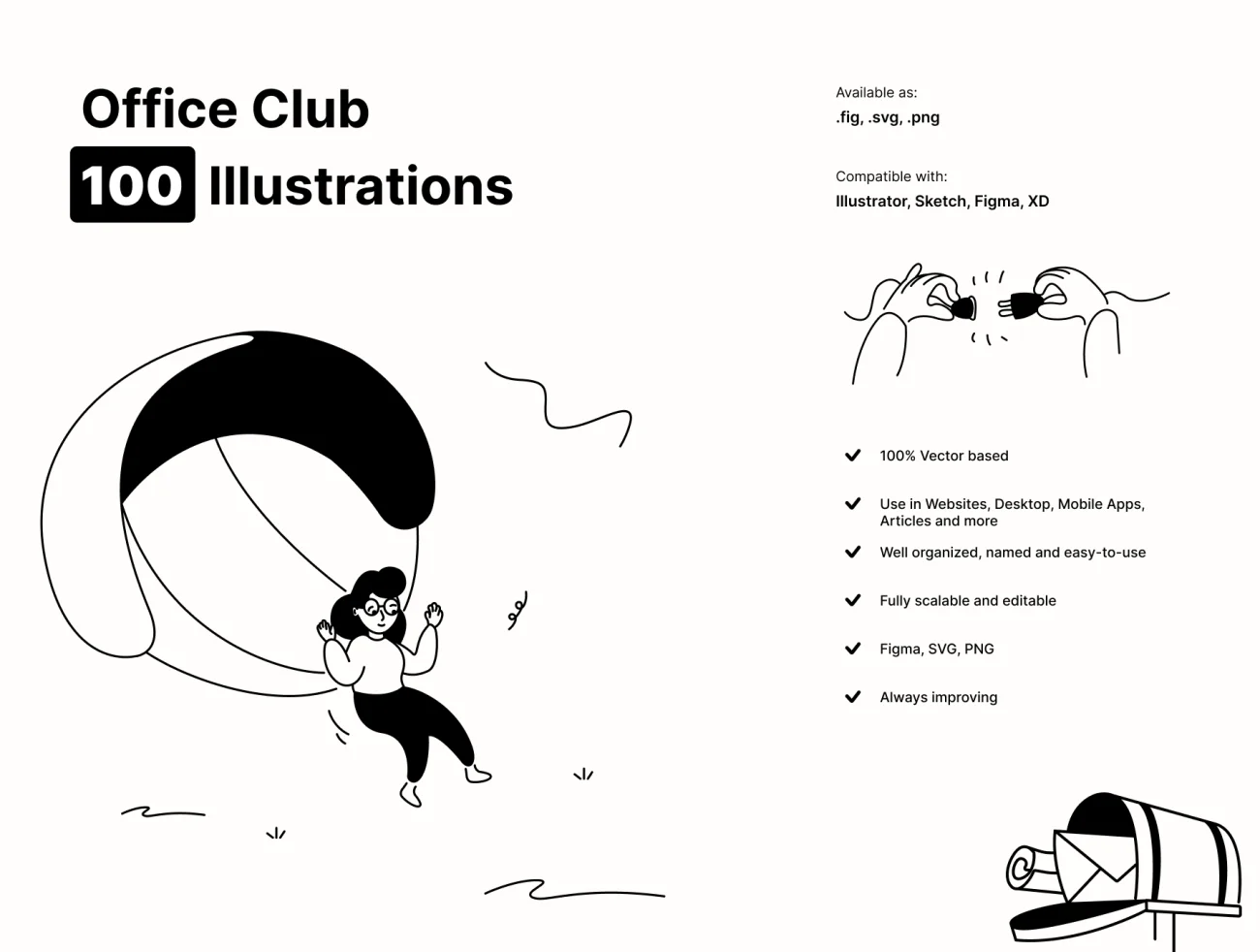 办公场景漫画风格艺术插图 Office Club Illustration pack-人物插画、商业金融、场景插画、学习生活、插画、插画功能、插画风格、数据演示、概念创意、电子商务、线条手绘、职场办公、趣味漫画-到位啦UI