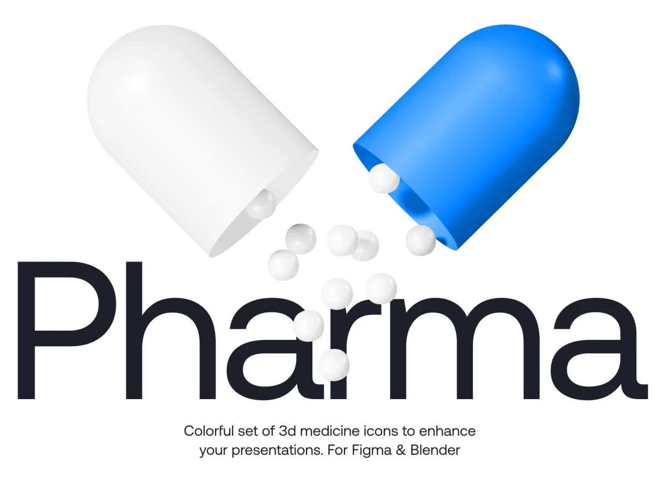 40个医疗药品3D图标合集 Pharma 3d icons(Blue and Clay)-3D/图标-到位啦UI