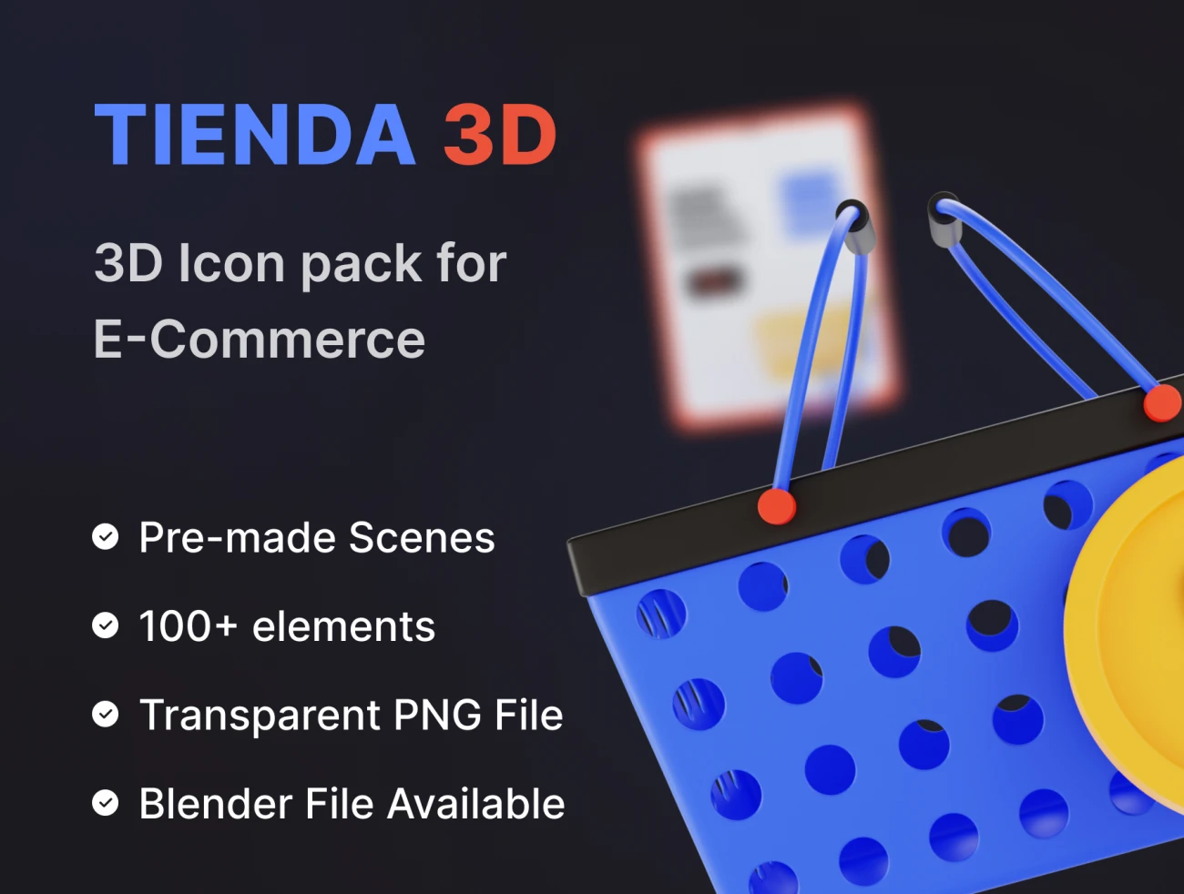 100个电子商务3D图标素材 Tienda- Best 3D Icon Pack for E-commerce Stores-3D/图标、场景插画、插画、社交购物、职场办公、金融理财-到位啦UI