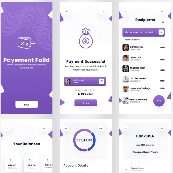 48屏货币兑换电子钱包应用设计套件 Wallet Pay- Money Transfer App Ui kit