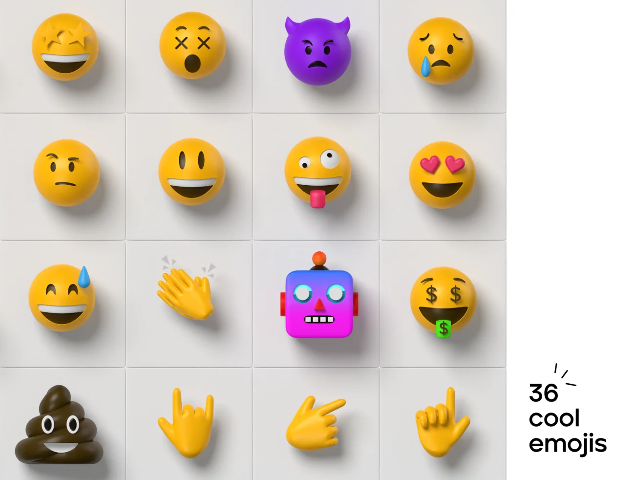 36款3D立体emoji表情包素材 3d emoji-3D/图标-到位啦UI