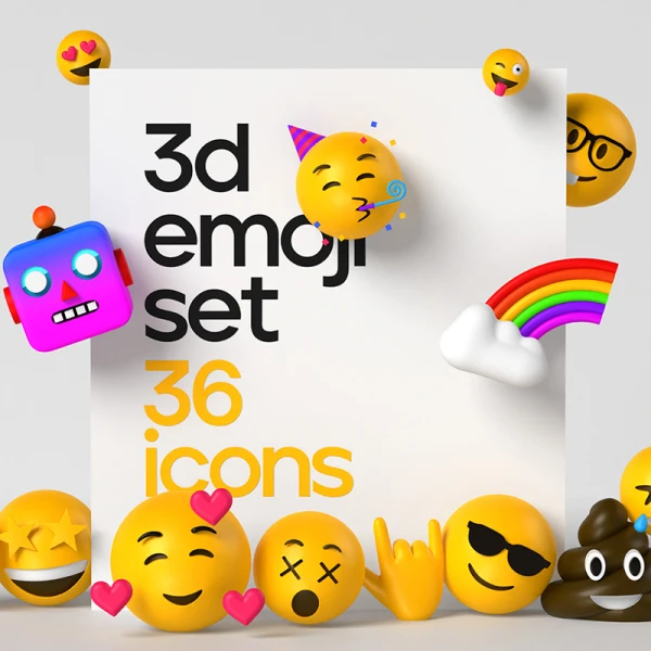36款3D立体emoji表情包素材 3d emoji