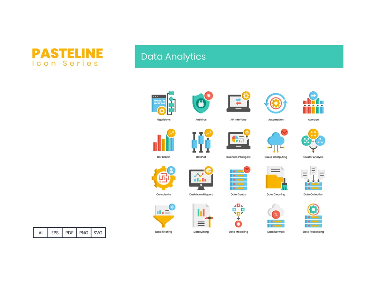 73个数据分析图标合集 73 Data Analytics Icons Pasteline Series-3D/图标-到位啦UI
