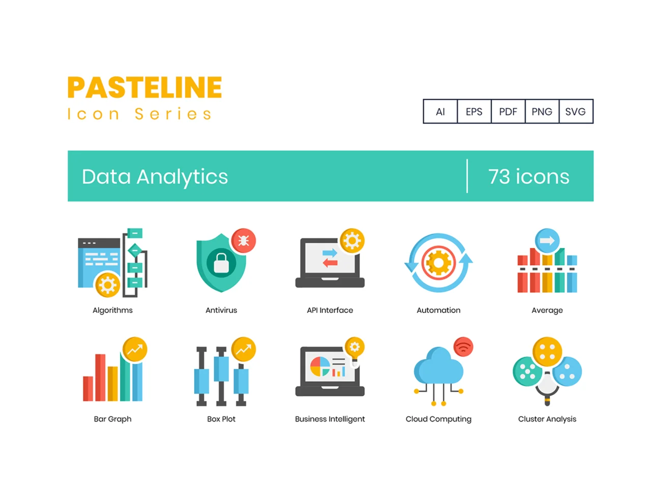 73个数据分析图标合集 73 Data Analytics Icons Pasteline Series-3D/图标-到位啦UI