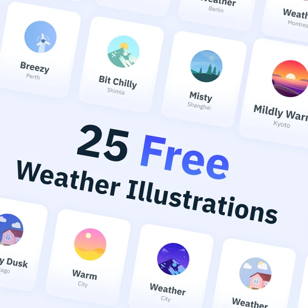 25个简洁的天气插画素材下载