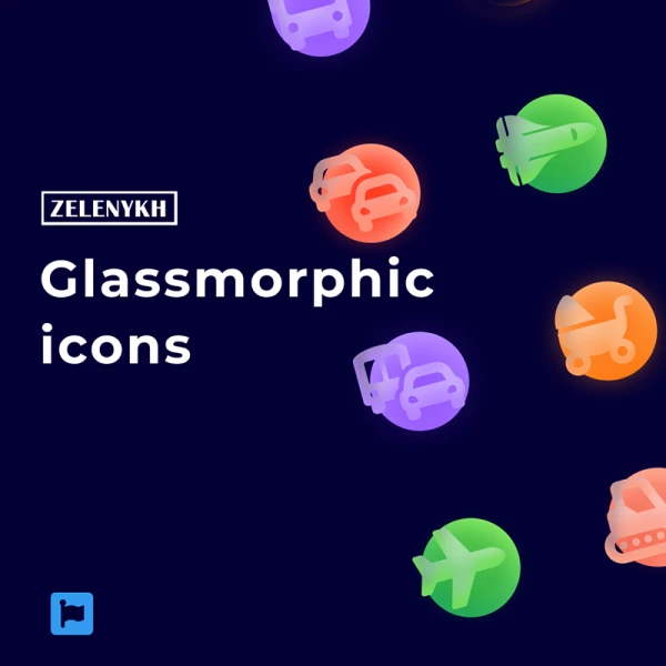 Glassmorphic icons玻璃磨砂效果图标素材下载