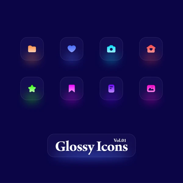 Glossy Icons 玻璃发光图标素材下载