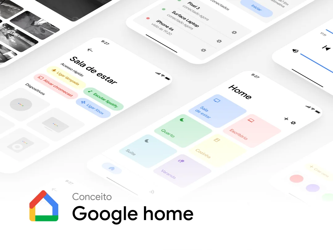Google Home 智能家居app ui素材下载-UI/UX、ui套件、主页、列表、应用、播放器、表单-到位啦UI
