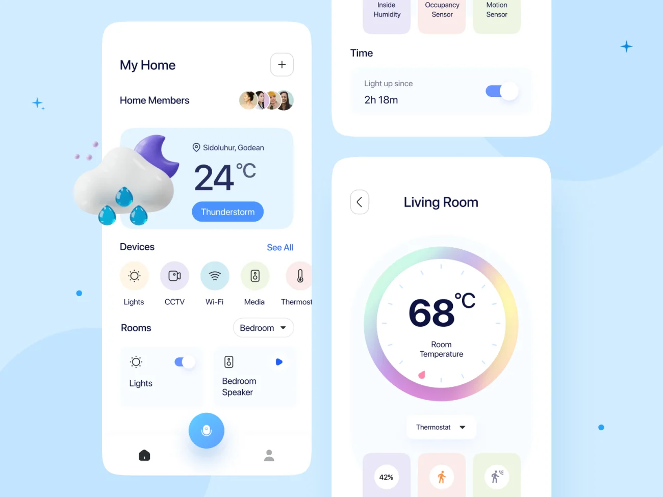 IoT 智能家居app ui素材下载-UI/UX、ui套件、天气-到位啦UI