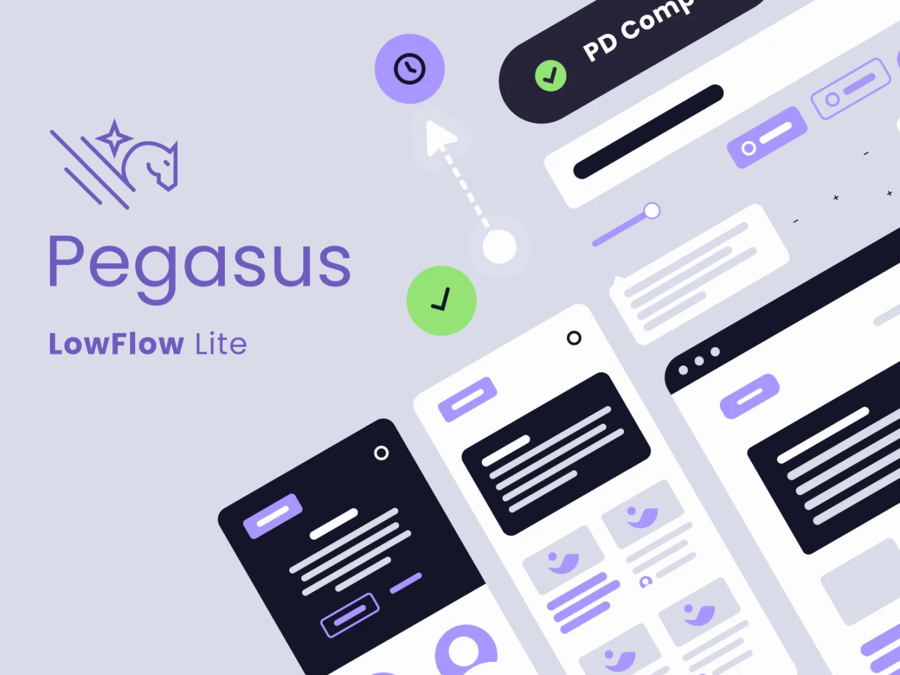Pegasus Low Flow Lite 线框图 流程图组件库素材下载-UI/UX、ui套件、列表、图表、表单-到位啦UI
