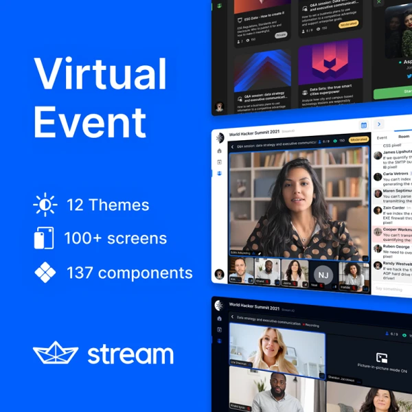 Virtual Event Design Kits视频会议应用ui素材下载
