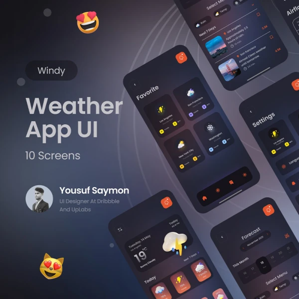 Wiindy 深色天气app ui素材下载