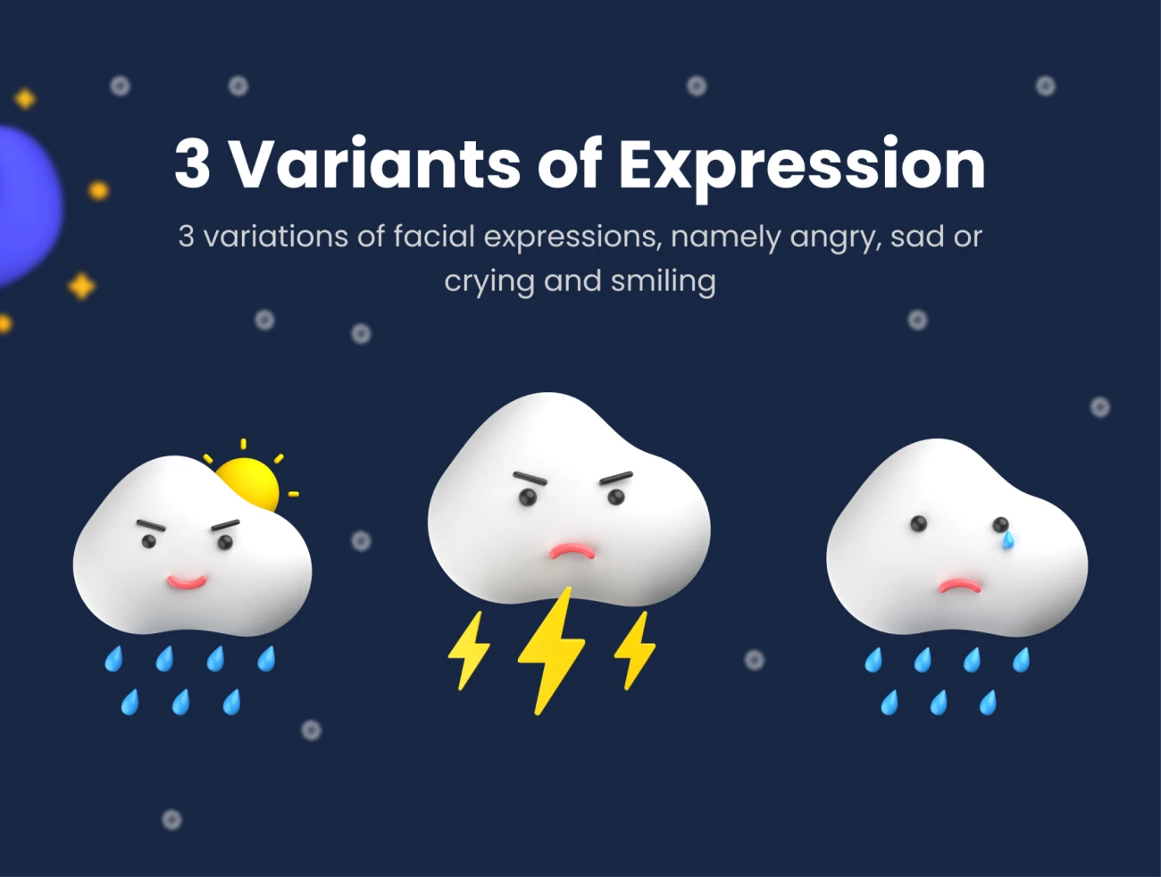 3D拟人情绪化天气图标24款素材下载 3D Weather Icons Emoticons Pack .figma .png .psd插图5