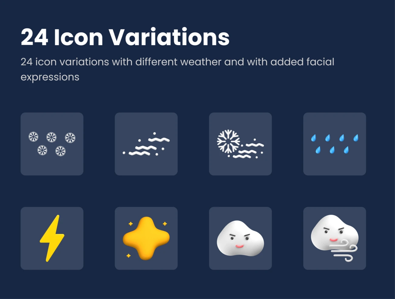 3D拟人情绪化天气图标24款素材下载 3D Weather Icons Emoticons Pack .figma .png .psd插图11