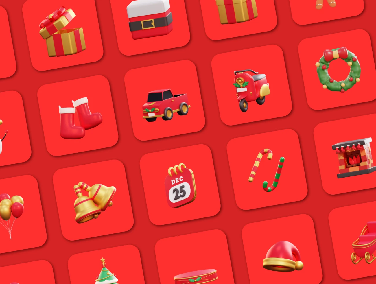 20款3D矢量圣诞节插画图标素材下载 Christmas - 3D Icon Premium Pack .blender .psd .figma-3D/图标-到位啦UI