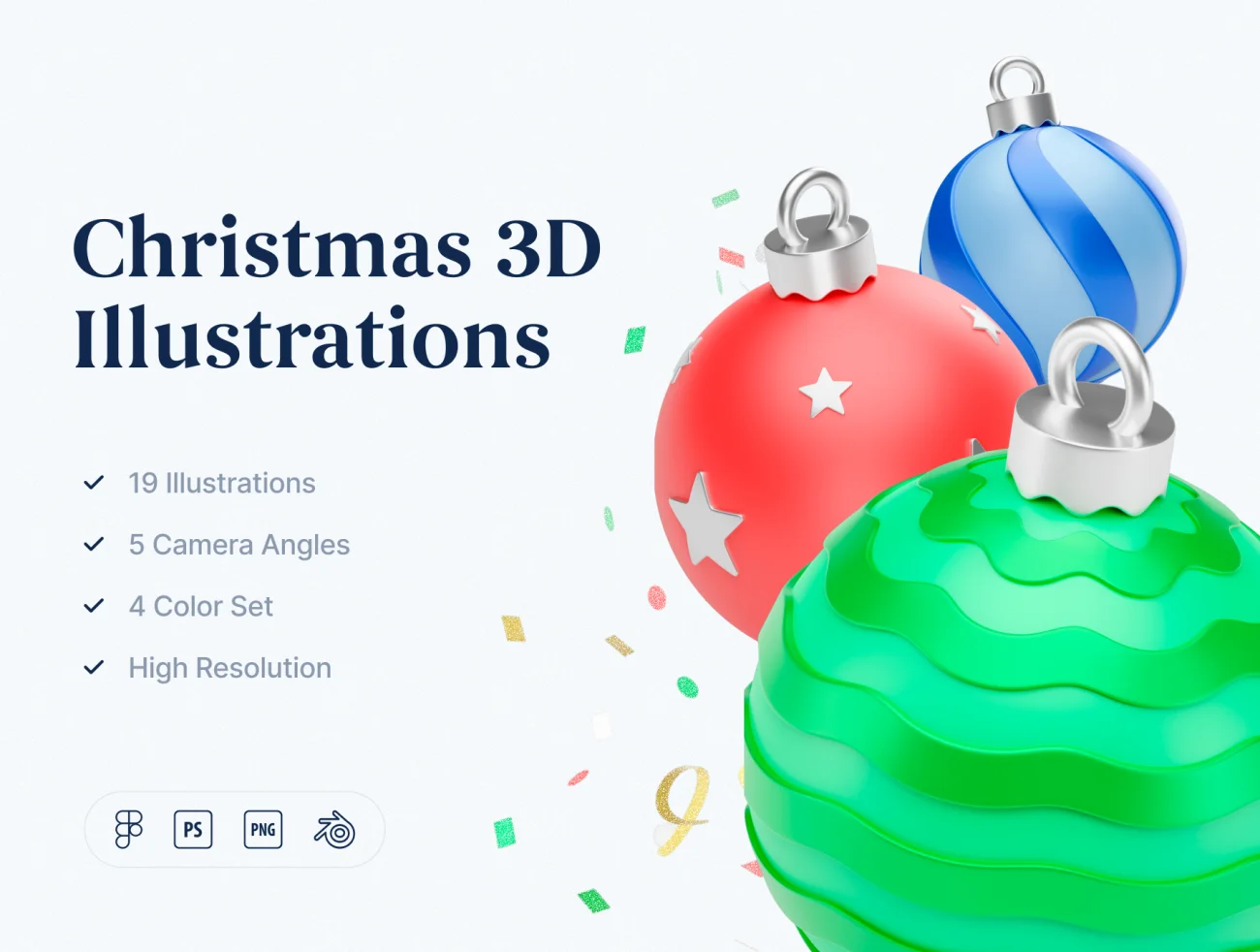 19款圣诞节3D图标合集素材下载 Christmas 3D Illustrations .blender .psd .figma插图1