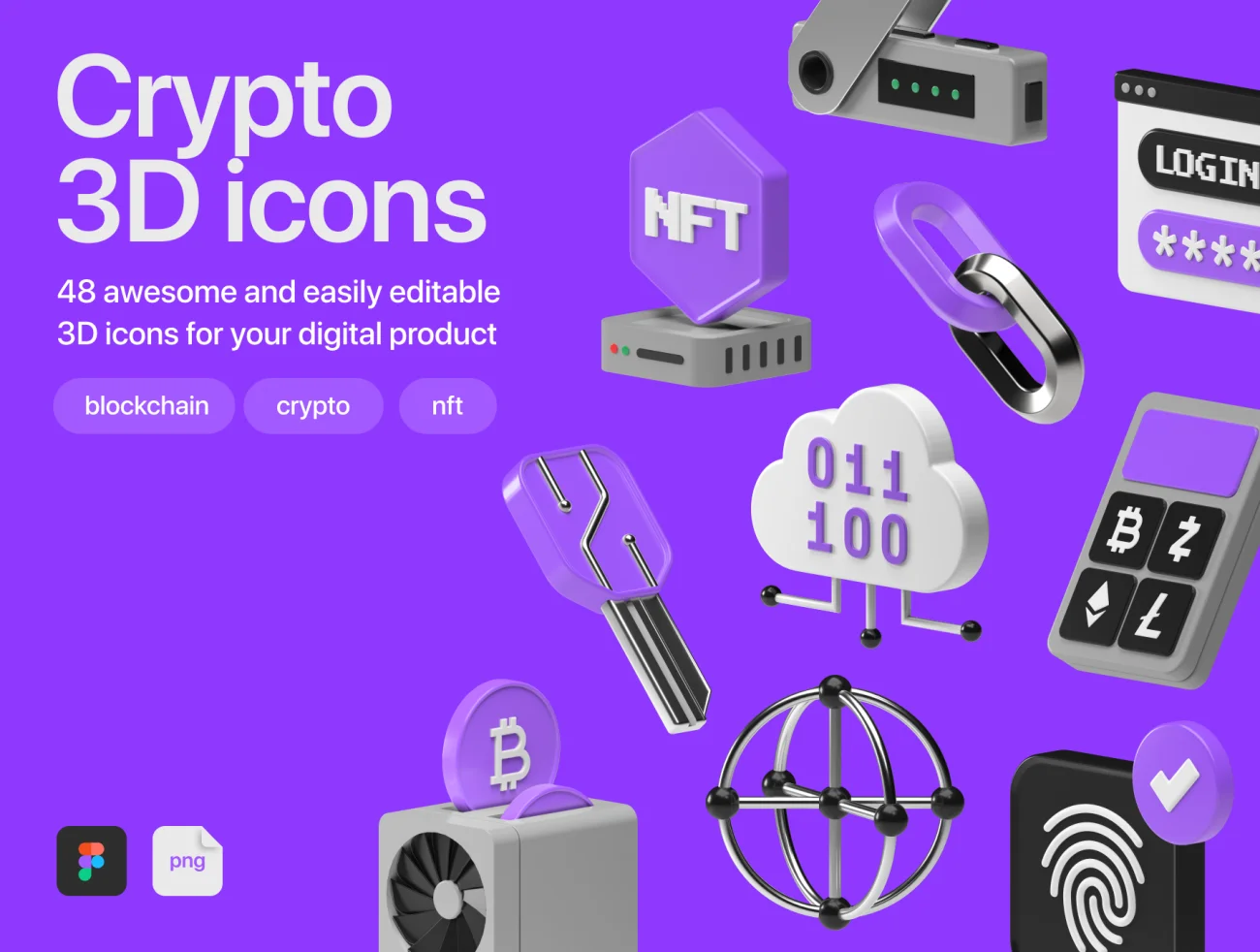 48款数字货币3D图标素材下载 Crypto 3D icons .figma插图1