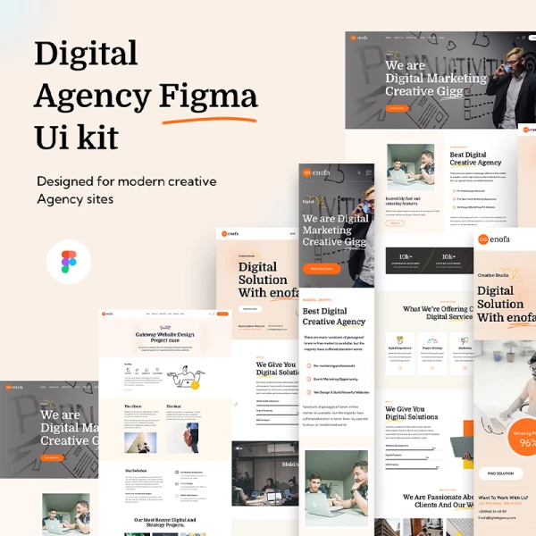 28款数字新媒体机构官网模板素材下载 Digital Agency Figma UI Kit .figma