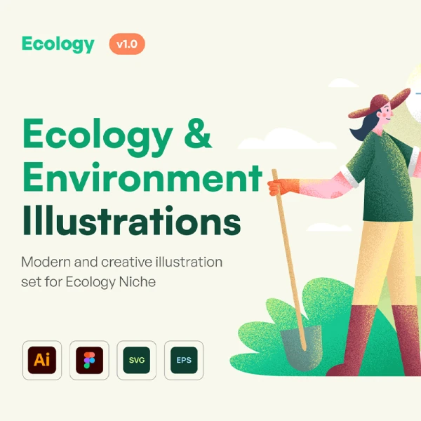 10款环境生态系统农业公共服务场景插画素材下载 Ecology - Environment Illustration Set .ai .figma