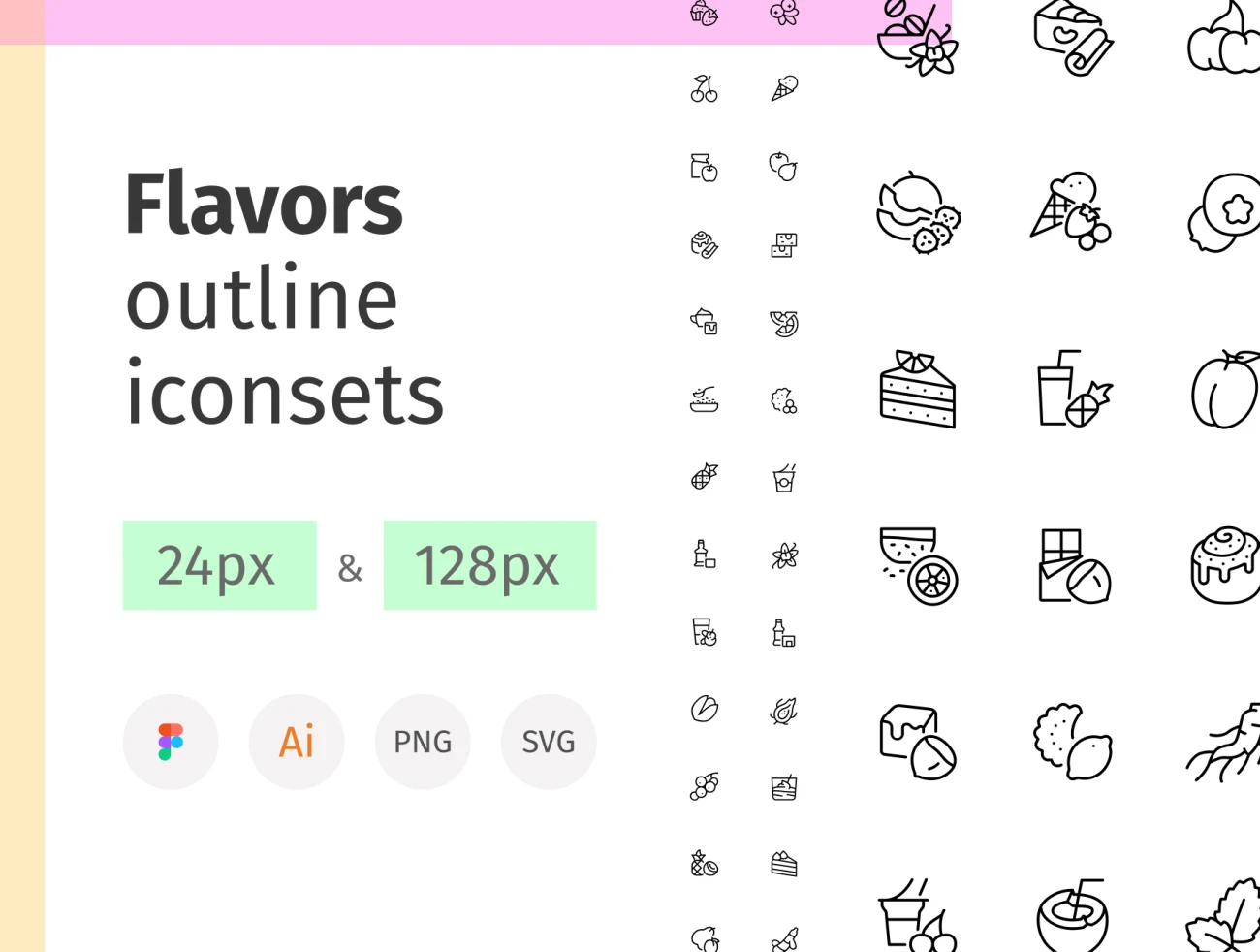 270款水果甜品饮料图标素材下载 Flavors outline iconset .psd .ai .figma插图1