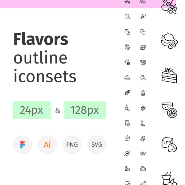 270款水果甜品饮料图标素材下载 Flavors outline iconset .psd .ai .figma