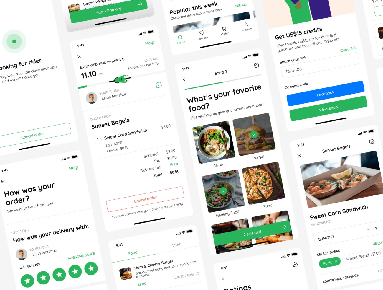 40屏食品餐馆在线点餐应用设计套件素材下载 Foodie – Food Restaurant Delivery Mobile UI Kit .figma-UI/UX、ui套件、主页、付款、列表、应用、支付、表单、详情-到位啦UI