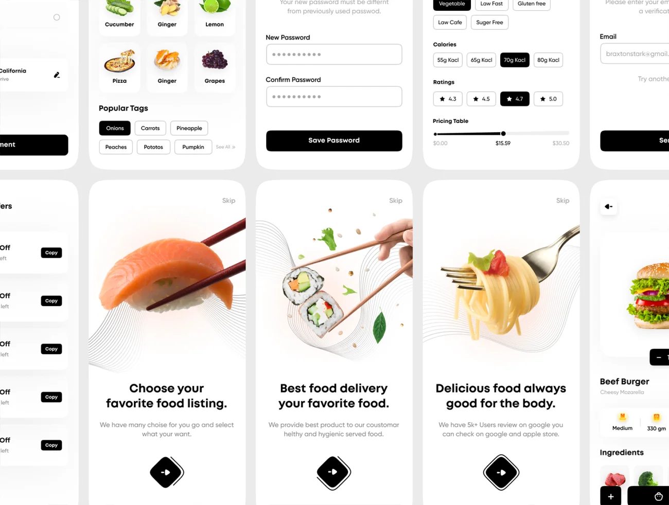 30屏外卖点餐应用设计套件素材下载 Foodlee – Food Mobile App UI Kit .sketch .xd .figma插图15