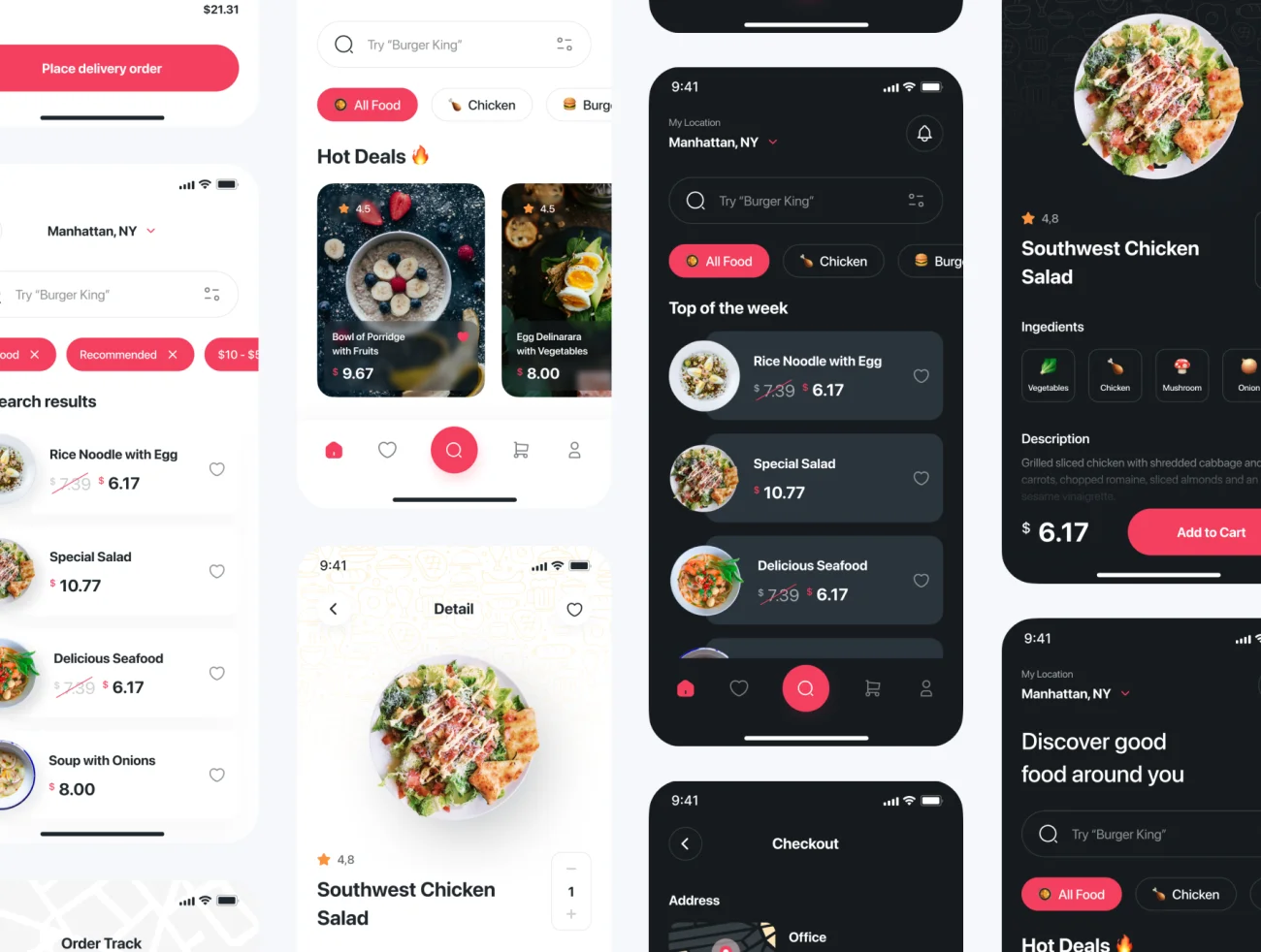 65屏外卖食品配送应用设计套件素材下载 Foodline – Food Delivery App UI Kit .figma插图3