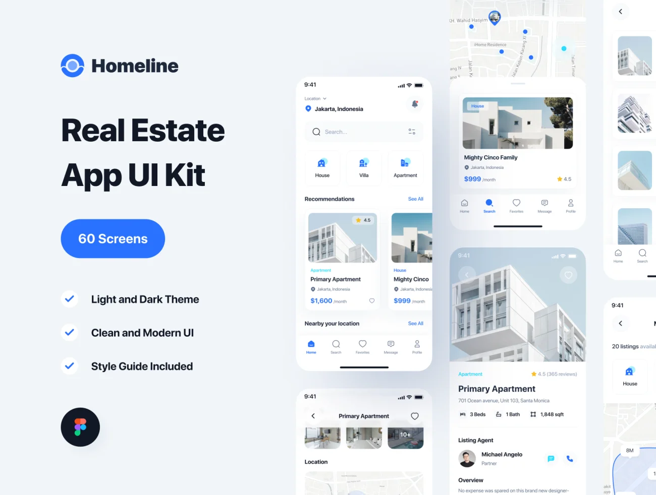 60屏地产销售房屋租赁应用设计套件素材下载 Homeline – Real Estate & Rent House App UI Kit .figma插图1