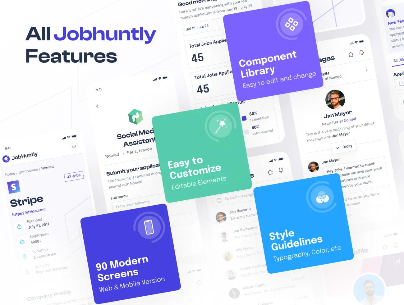 90屏求职招聘门户网站设计模板下载 Jobhuntly – Job Board & Portal UI Kit .figma插图5