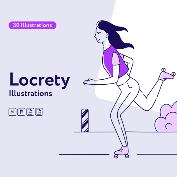 30款运动健康打卡插画素材下载 Locrety Illustrations .psd .ai .figma