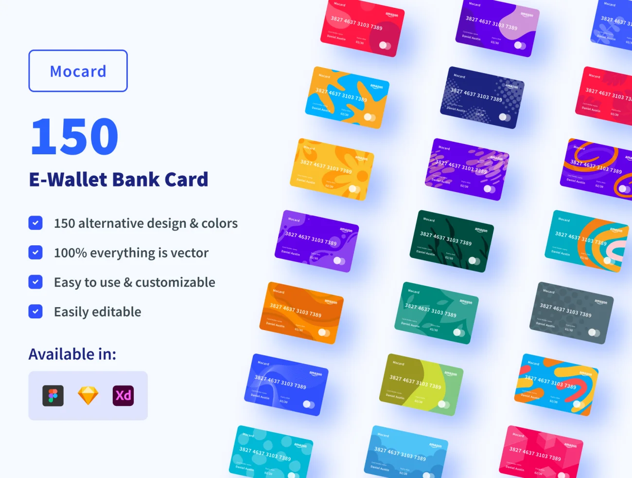 150款电子钱包数字银行卡素材下载 Mocard E-Wallet Bank Card .sketch .xd .figma插图1