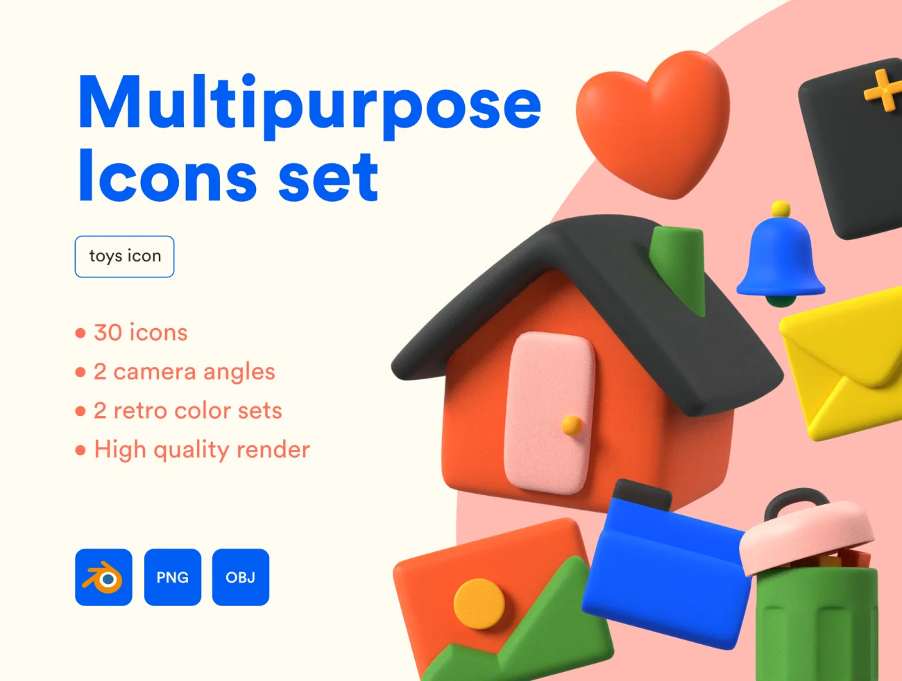 30款购物拍摄常用3D图标素材下载 Multipurpose Icon Set .blender .psd .figma插图9