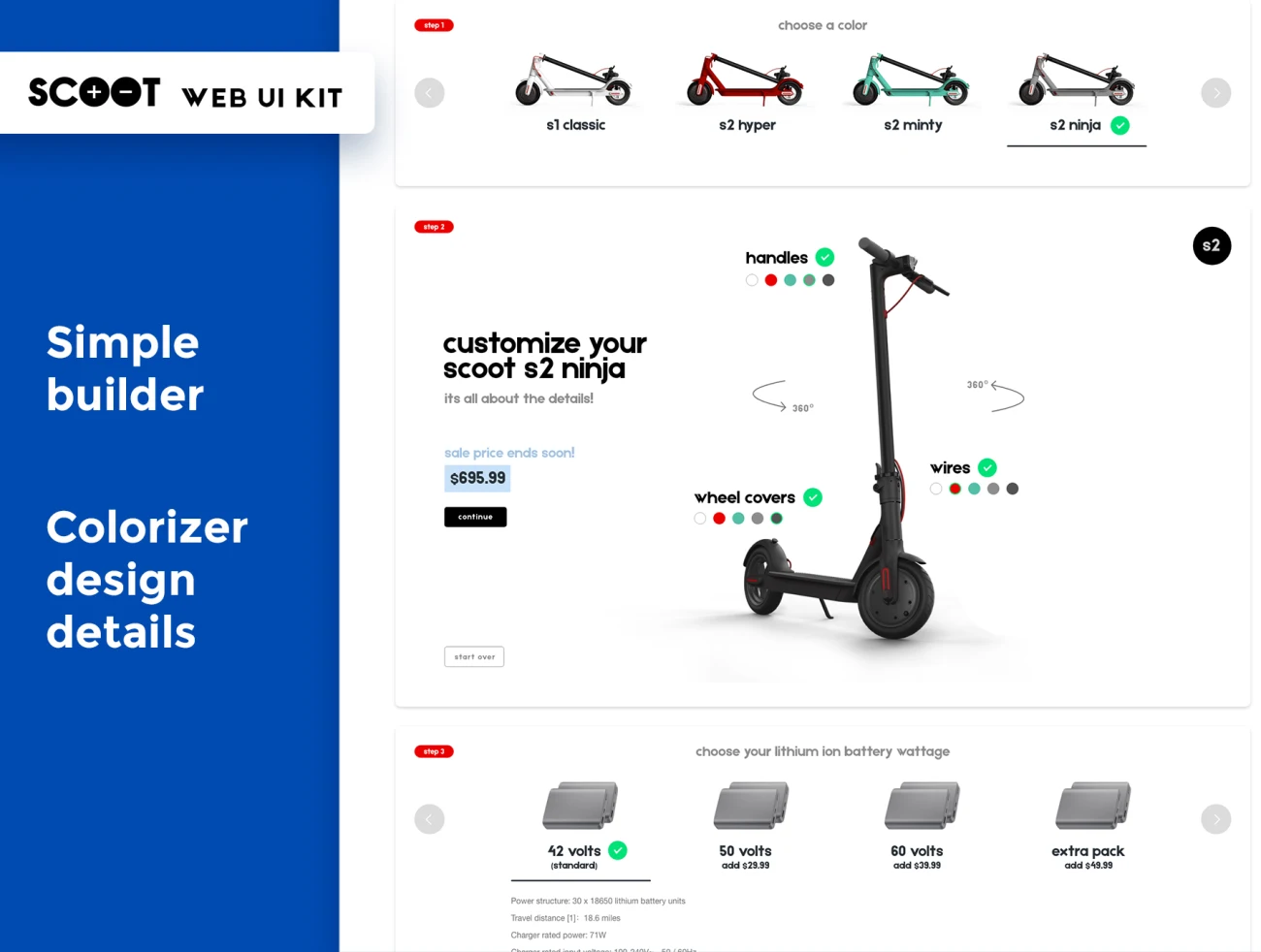 电动踏板代步车产品官网展示套件素材下载30屏 Scooter UI Web Kit Pro .xd插图1