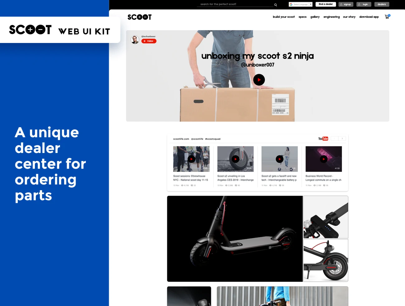 电动踏板代步车产品官网展示套件素材下载30屏 Scooter UI Web Kit Pro .xd插图7