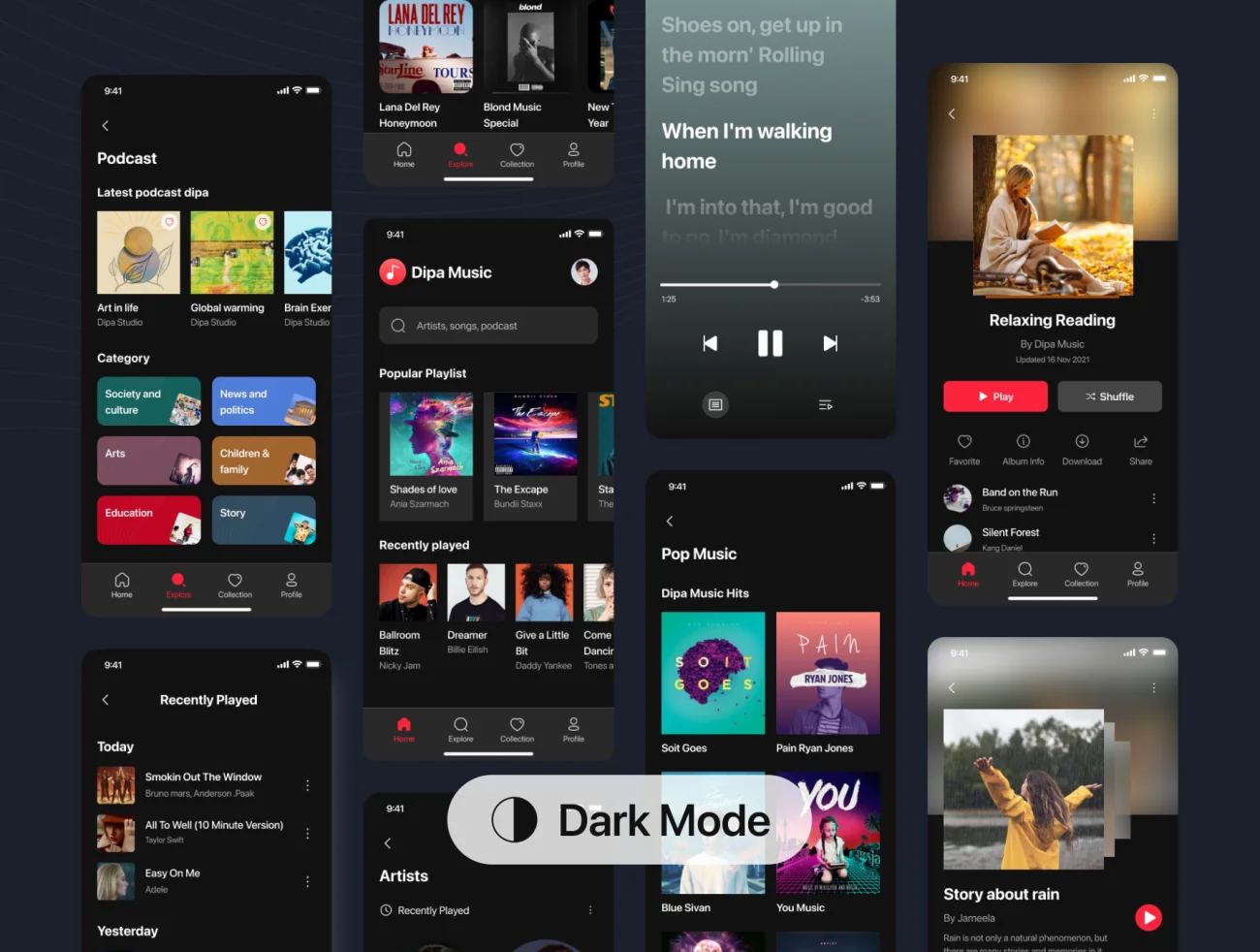 95屏流媒体音乐播放器应用设计套件 Tunify – Music Streaming App UI Kit .figma插图7