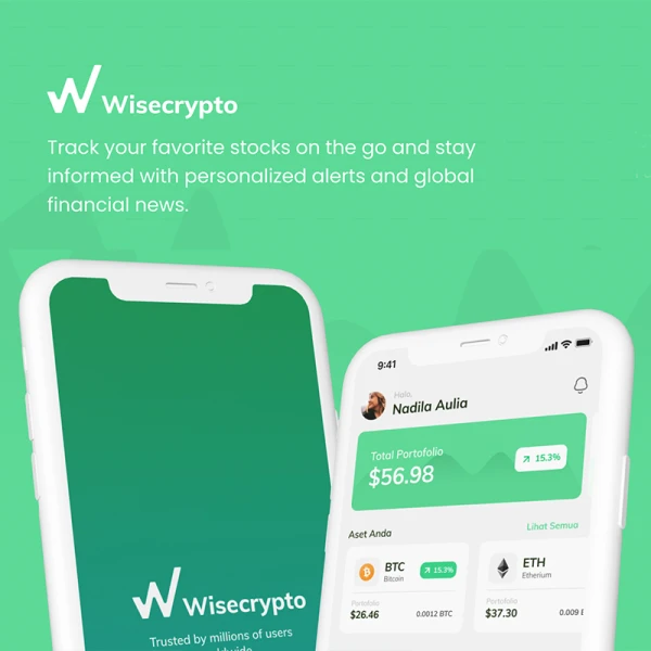 20屏加密货币在线交易平台应用设计套件 Wisecrypto - Cryptocurrency App .figma