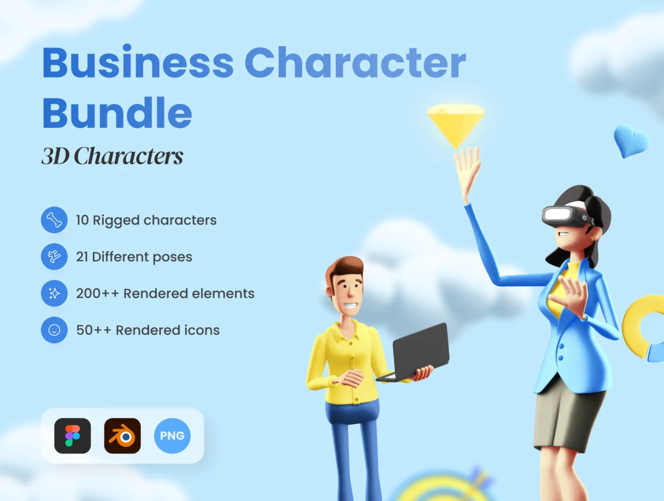 10种商业白领人物3D模型 3D Business Character Bundle .blender .figma插图1