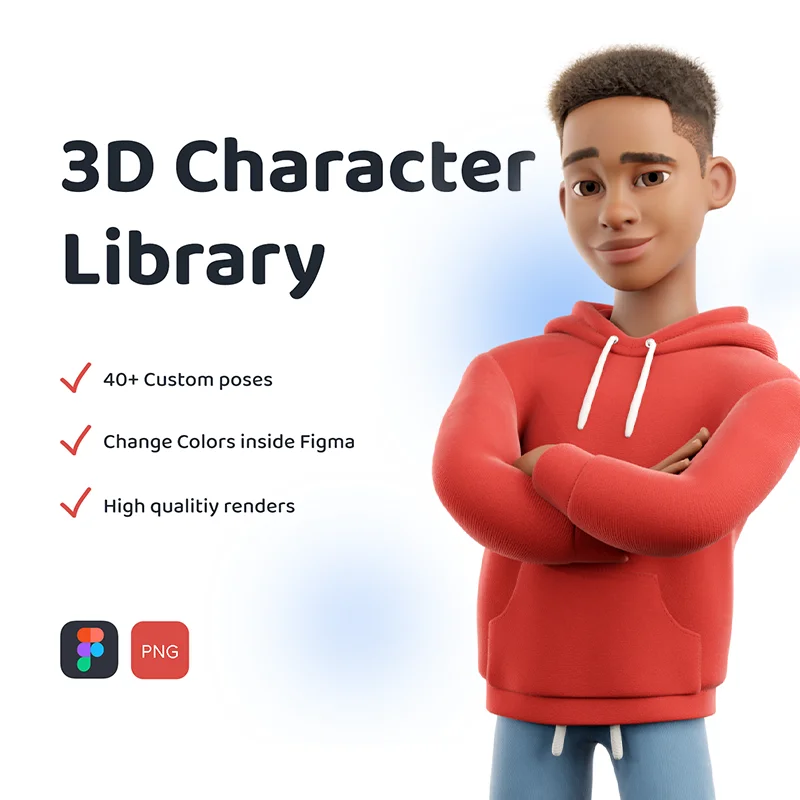 40款不同姿势学校上课学习3D人物模型 3D Character Mike back to school university Figma UI KIT .psd .figma缩略图到位啦UI
