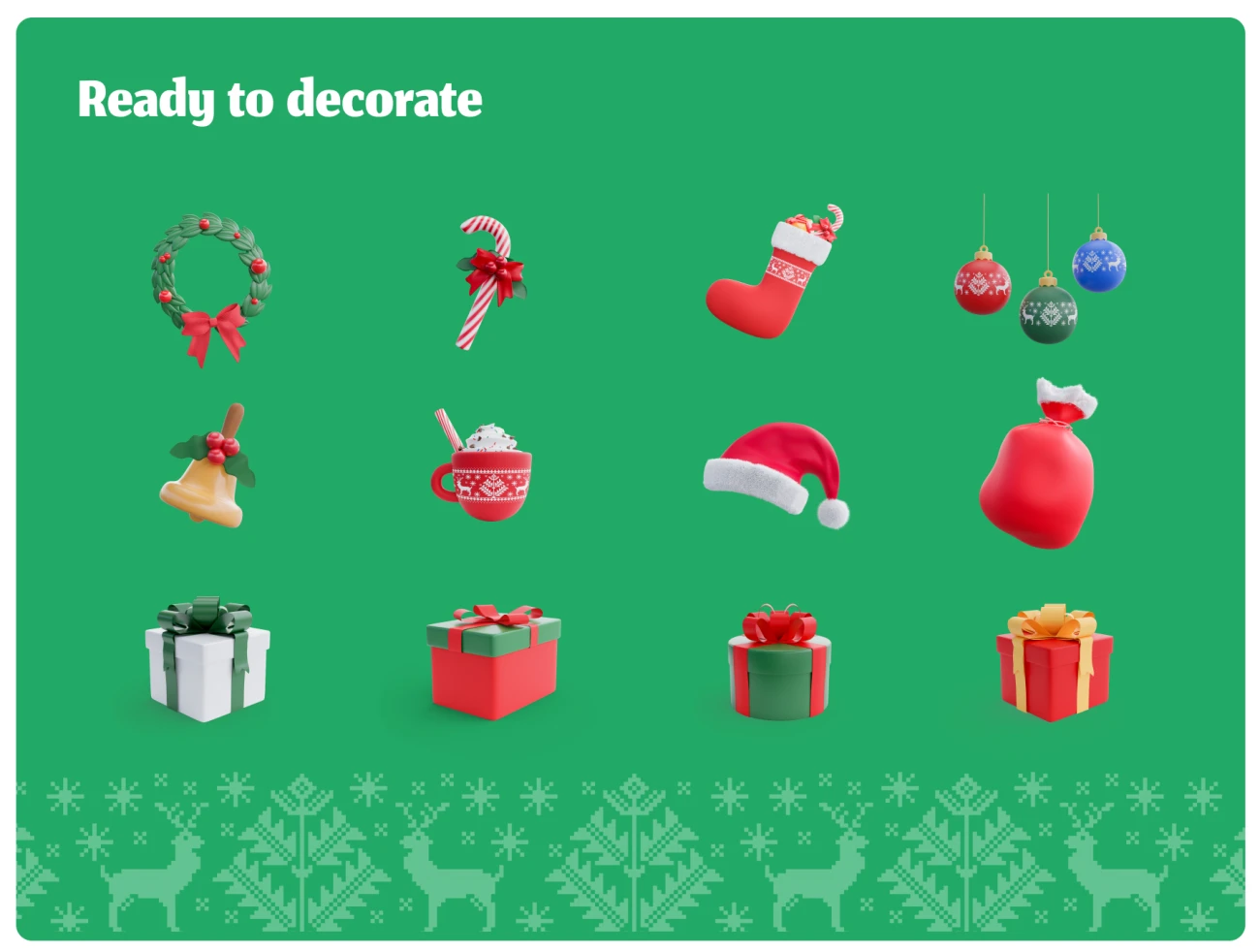 24款圣诞主题3D插画素材包 Christmas Cheer .psd .figma-3D/图标-到位啦UI