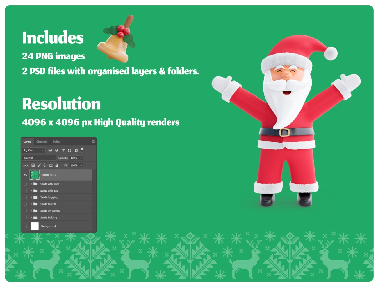 24款圣诞主题3D插画素材包 Christmas Cheer .psd .figma-3D/图标-到位啦UI