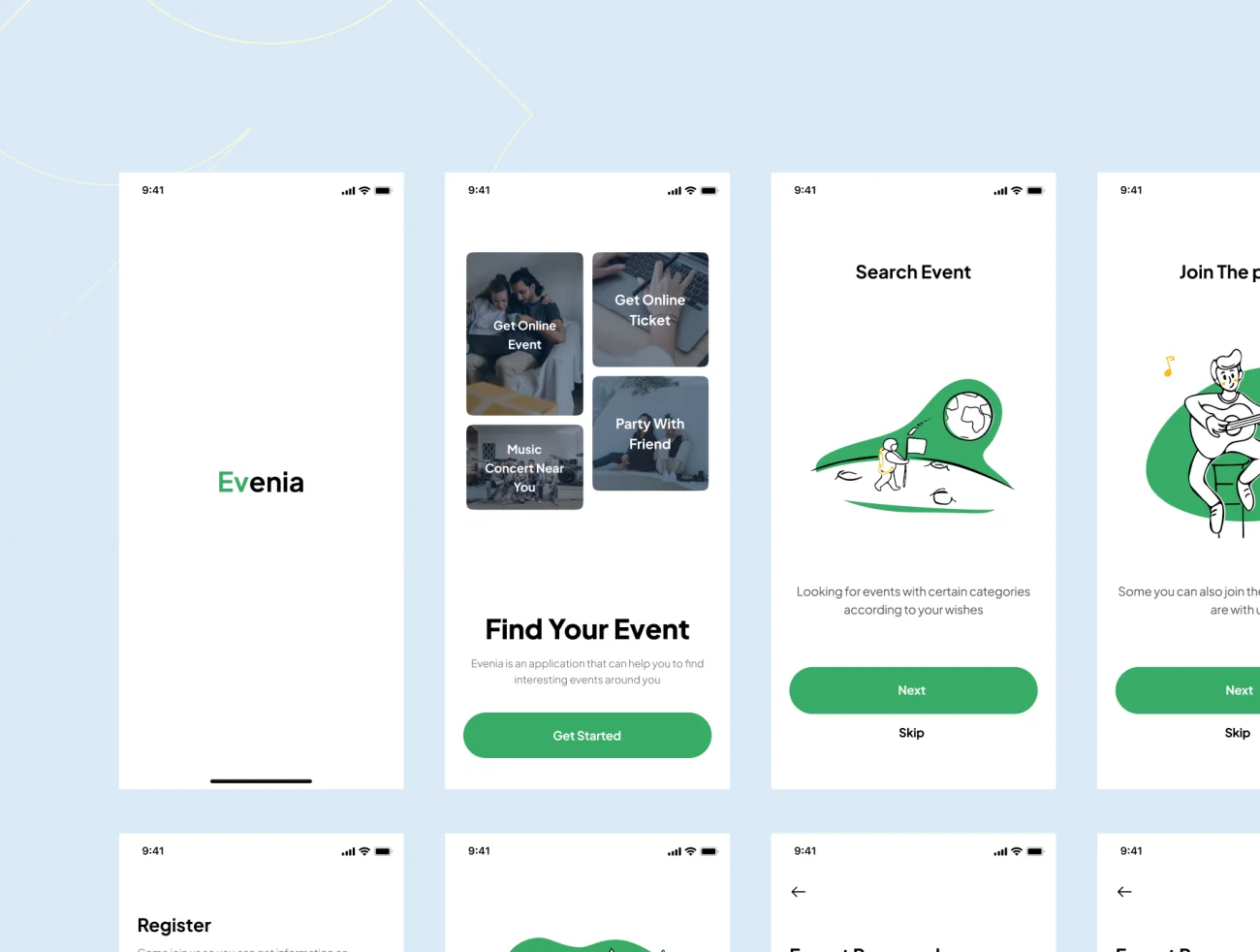 30屏活动门票预订应用UI设计套件 Evenia – Event App UI Kit .figma插图3