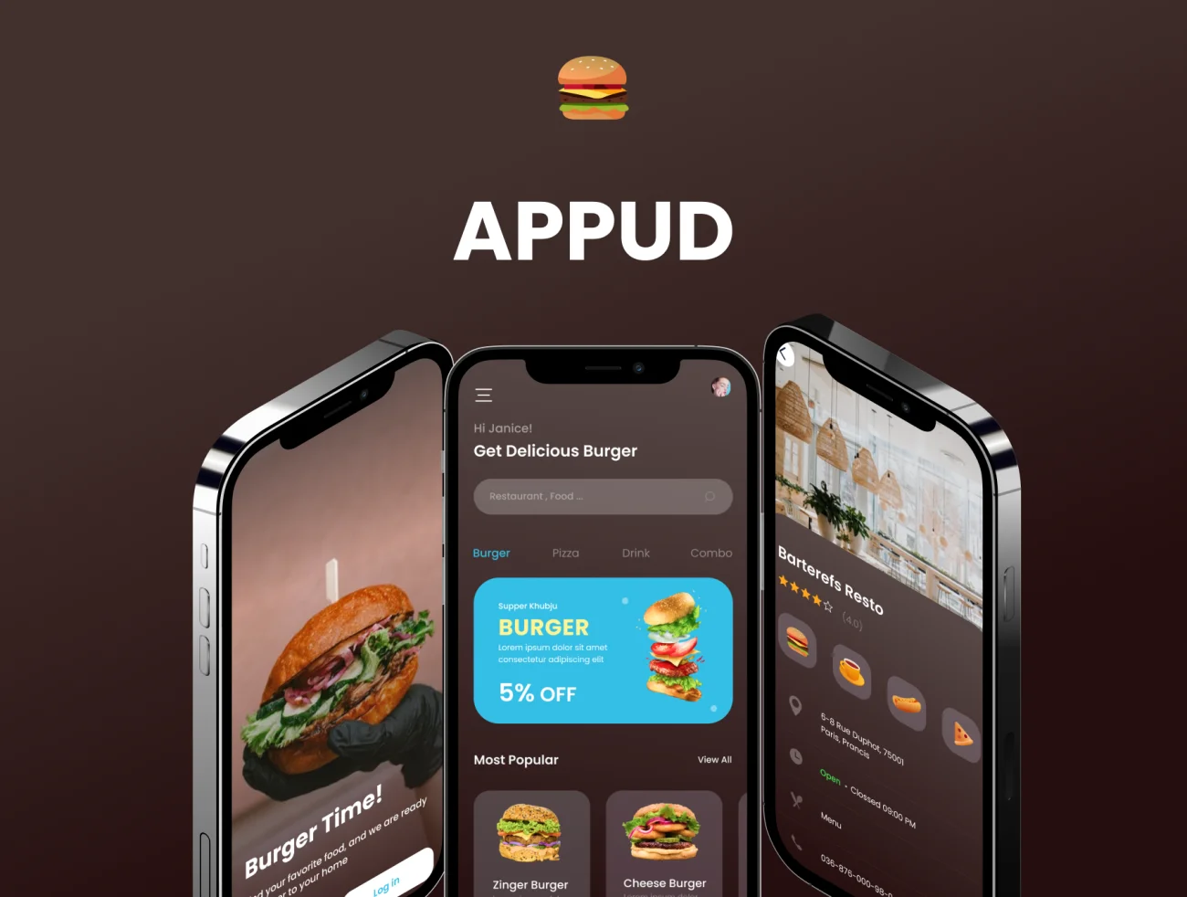50屏快餐食品应用 Food Burger App .sketch .figma-UI/UX、ui套件、主页、地图、应用、支付、网购、表单、预订-到位啦UI