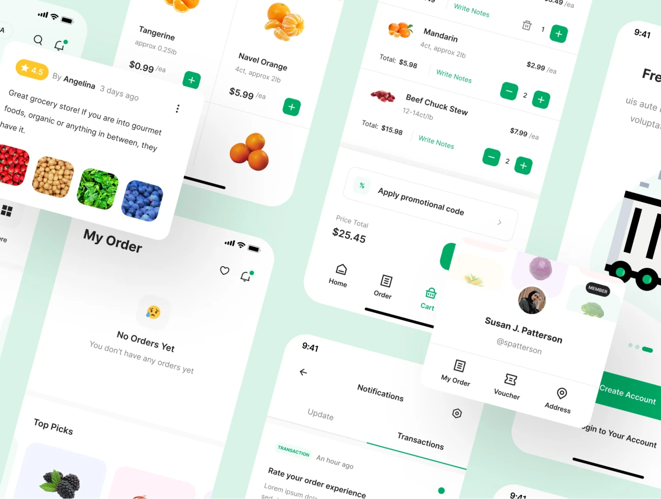 70屏高质量蔬菜水果生鲜日用百货采购应用UI设计套件素材 Growcery – Grocery App UI Kit .figma插图3